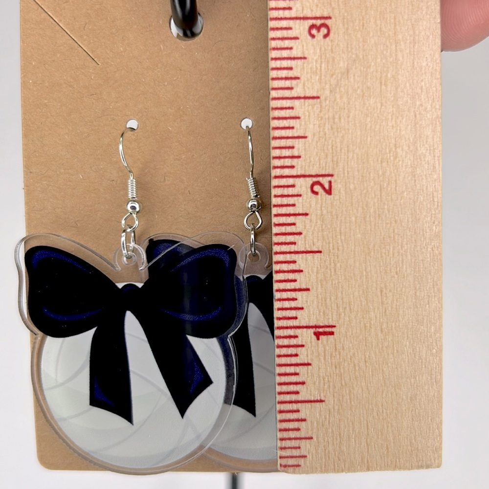 2D Acrylic Vollyball Dangle Earrings Sports Fashion Jewelry - Picture 2 of 4